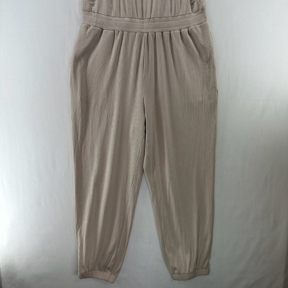 DOKOTOO Jumpsuit Size XL Ribbed Sleeveless Popover Tapered Cropped Beige - Picture 4 of 13